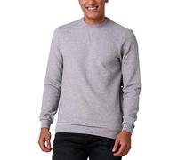 Enorsia Mens Ribbed Crew Neck Sweatshirt - Soft Cotton Blend Pullover Mens Sweatshirts No Hood with Notch Neck Zig-Zag Stitch - Relaxed Fit Jersey Jumper for Casual Everyday Wear - Grey, UK Large