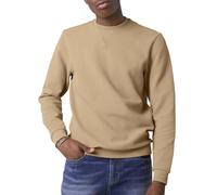 Enorsia Mens Ribbed Crew Neck Sweatshirt with Soft Cotton Blend Fabric Relaxed Fit Pullover - Notch Neck with Zig-Zag Stitch- Casual Everyday Jumper (UK, Alpha, L, Regular, Regular, Cream)