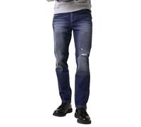 Enorsia Mens Ripped Denim Jeans with Five-Pockets, Dark Indigo Finishes, Zip Fly Fastening, Stylish Look and Soft Cotton Fabric (Blue, 34)