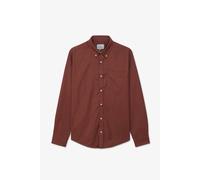 Enorsia Men's Rust Brown Button Down Collar Long Sleeves Shirt in Maroon | Size: Medium Enorsia Maroon M