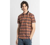 ENORSIA Mens Short Sleeve Shirt With Rib Collar - XXL - Orange - 97% Cotton, 3% Spandex