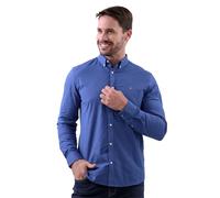 Enorsia Mens Signature Slim Fit Oxford Shirt with Button-Down Collar with Button Detailing, Long Sleeves, Embroidery Signature Logo (Blue, S)