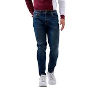 Enorsia Mens Slim Fit Jeans with Five-Pocket Styling, Branded Button and Zip Fly Fastening, Washed Design and Cotton-Rich Denim Fabric (Deep Blue, 30)