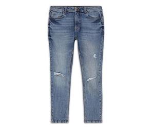 Enorsia Mens Slim Fit Light Blue Ripped Knee Jeans