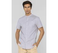 ENORSIA Mens Slim Fit Stand Up Collar Shirt - L - Grey - 98% Cotton, 2% Spandex