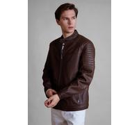 Enorsia Men's Smart Real Leather Biker Jacket in Brown | Size: 2XL Enorsia Brown 2XL