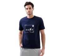 Enorsia Mens Soft Cotton Short Sleeve T-Shirt - Crew Neck Lightweight Comfort Fit Casual Tee with HD Graphic Print (XXL, Navy)