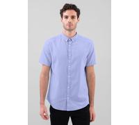 Enorsia Men's Solid Linen Blend Short Sleeve Shirt in Pale Blue | Size: Small Enorsia Pale Blue S