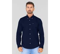 ENORSIA Men's Solid Long Sleeve Regular Fit Shirt - XXL - Navy - 97% BCI Cotton, 3% Spandex
