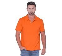 Enorsia Mens Solid Pique Regular Fit Polo Shirt with Short Sleeves, Two Button Placket, Contrast Neck Tape and Soft Touch Cotton Fabric (UK, Alpha, XL, Regular, Regular, Orange)