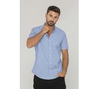 ENORSIA Mens Solid Short Sleeve Shirt - XXL - Blue - 98% Cotton, 2% Spandex
