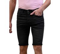 Enorsia Mens Straight Denim Shorts - Classic & Versatile Summer Style, Comfortable Fit with Timeless Denim Texture - Perfect for Warm Weather Casual Outfits (Black,36)