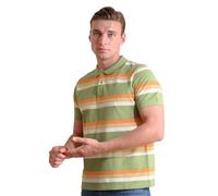 Enorsia Mens Stripe Pique Polo Shirt - Short Sleeve Casual Polo Top with Ribbed Collar and Cuffs, Button Neck - Classic Comfortable Fit T-Shirt for Everyday, Work or Weekend Wear (M, Green)