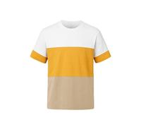 Enorsia Mens T Shirt Colour Block Design, Relaxed Fit Short Sleeve Crew Neck T-Shirt, Soft 100% Cotton Casual Top, Modern Summer T Shirts for Men UK, Mens Clothing White -L