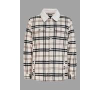 ENORSIA Men's Tartan Check Borg Lined Cotton Shacket - L - Cream - Body: 100% Cotton; Body & Sleeve Lining: 100% Polyester