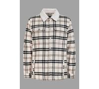 ENORSIA Men's Tartan Check Borg Lined Cotton Shacket - XL - Cream - Body: 100% Cotton; Body & Sleeve Lining: 100% Polyester