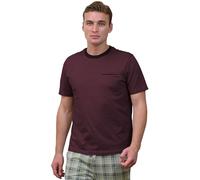 Enorsia Mens Twin Tipped T-Shirt - Stripe Ribbed Trim Crew Neck & Sleeves, Pocket Piping Detailing, Soft Touch Cotton Comfort Fit Casual Shirt (M, Red)