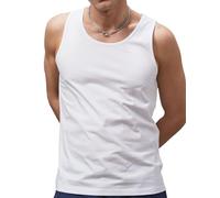 Enorsia Mens Vest Tops Muscle with 100% Cotton Tank Tops for Summer Regular Fit Solid Colour Undershirt (M, White)