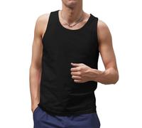 Enorsia Mens Vest Tops Muscle with 100% Cotton Tank Tops for Summer Regular Fit Solid Colour Undershirt (S, Black)