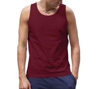 Enorsia Mens Vest Tops Muscle with 100% Cotton Tank Tops for Summer Regular Fit Solid Colour Undershirt (M, Red)