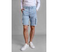 Enorsia Men's Vintage Blue Denim Cargo Shorts in Light Blue | Size: 38 Enorsia Light Blue 38