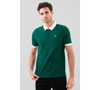 Enorsia Men's White Contrast Collar S/S Polo Shirts in Green | Size: Large Enorsia Green L