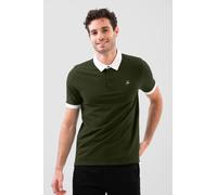 Enorsia Men's White Contrast Collar S/S Polo Shirts in Olive | Size: Small Enorsia Olive S