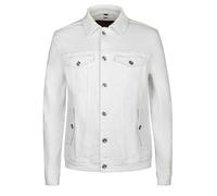 Enorsia Men's White Denim Jacket, Regular Fit Trucker Style with Adjustable Waist, Chest & Side Pockets, Cotton Stretch Fabric Casual Jacket for Men (UK, Alpha, L, Regular, Regular, White)