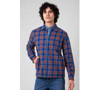 ENORSIA Men's Yarn Dyed Flannel Shacket - M - Blue - 100% Cotton