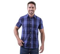 Enorsia Mens Yellow Blue Check Short Sleeve Casual Shirt - Kent Collar, Button-Through, Regular Fit, Stylish & Comfortable for Everyday Wear (Blue, XL)