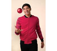 ENORSIA Mens Zip Through Bomber Jacket - S - Red - 100% Cotton