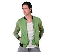 Enorsia Mens Zip Through Bomber Jacket With Ebbed Cuffs, Hem, Baseball Collar, Front Zip, Two Flap Pockets, And Soft Touch Cotton Fabric (Green, XL)