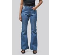 ENORSIA Mid Waist Flare Jeans - 12 - 68% Cotton, 27% Polyester, 3% Rayon, 2% Spandex - Mid Blue