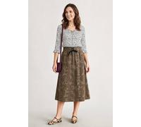 Enorsia Mist Flower Jersey Midi Skirt In Brown Brown