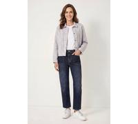 Enorsia Neutral Tone Striped Copped Jacket In Grey Grey