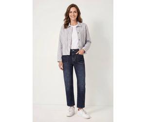 Enorsia Neutral Tone Striped Copped Jacket In Grey Grey