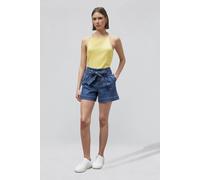 Enorsia Paperbag Belted Denim Shorts In Dark Blue Dark Blue