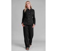Enorsia Premium Cotton Long Sleeve Shirts And Pajama Set In Black Black