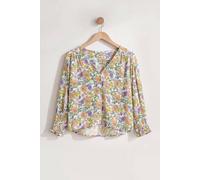 Enorsia Printed Flute Sleeve Blouse In Brown Brown