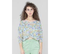 Enorsia Printed Flute Sleeve Blouse In Brown Brown