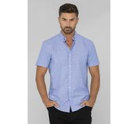 ENORSIA Printed Short Sleeve Shirt with Polka Dots and Comfortable Fit - M - Sky - 98% BCI Cotton 2% Spandex