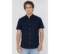 ENORSIA Printed Short Sleeve Shirt with Polka Dots and Comfortable Fit - S - Navy - 98% BCI Cotton 2% Spandex