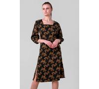 Enorsia Printed Square Neck Nightdress In Black Black