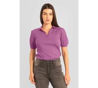 Enorsia Puff Sleeve V-Neck Polo Shirt In Purple Purple