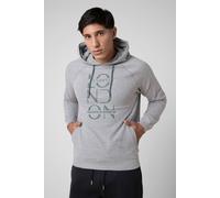 ENORSIA Raglan Sleeve Chest Print Hoodie - L - Grey - Purple & Orange: 92% Cotton, 8% Elastane; Grey: 80% Cotton, 14% Viscose, 6% Elastane