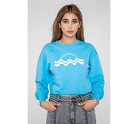 Enorsia Raw Edge Chest Print Sweatshirt In Blue Blue