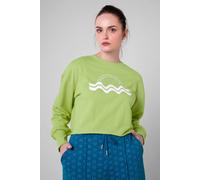 Enorsia Raw Edge Chest Print Sweatshirt In Green Green