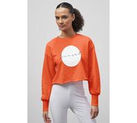Enorsia Raw Edge Chest Print Sweatshirt In Orange Orange