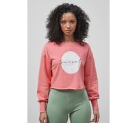 Enorsia Raw Edge Chest Print Sweatshirt In Pink Pink