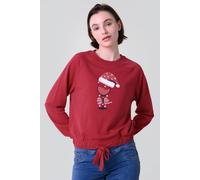Enorsia Red Santa Hat Tie-Front Christmas Pullover Red